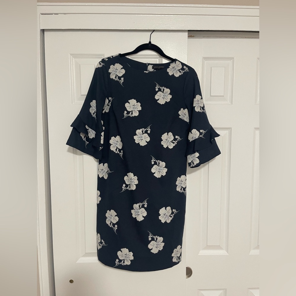 Navy blue dress with white flowers